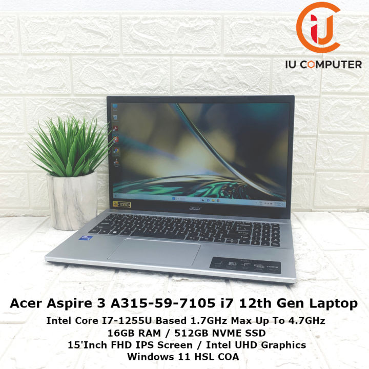 ACER ASPIRE 3 A315-59-7105 INTEL CORE I7-1255U 16GB RAM 512GB NVME SSD ...