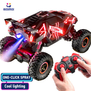 ASM【Spray function】Dazzling light spray remote control car 2.4GHz 4 Climbing off-road car Racing car Rock climbing car Boy girl child toy gift kereta control