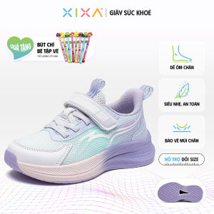 Giày chạy bộ bé gái XIXA HOBIBEAR EK1062 Purple khóa dán vải mesh thoáng khí