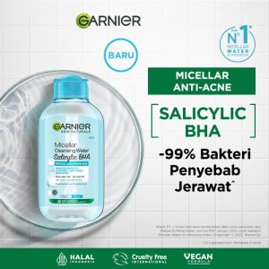 Garnier Micellar Cleansing Water Salicylic Blue Skin Care 125mL || Pembersih Wajah Untuk Kulit Berminyak