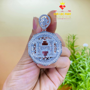Dây chuyền bạc xi bạch kim nam nữ kiểu xoắn bướm 7li Mặt dây chuyền bạc tròn chữ H baguet vip Vòng cổ bạc mạ vàng trắng thiết kế sang trọng và đẳng cấp - KIM LỘC PHÁT DX7L