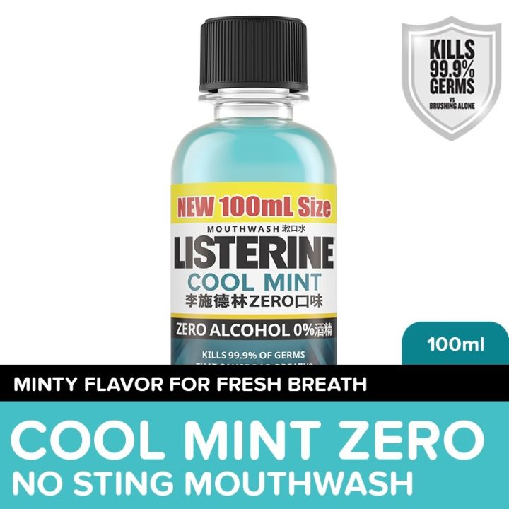 Listerine Cool Mint Zero Alcohol / Alcohol Free Mouthwash 100ml For