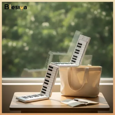Blesiya Collapsible 88-Key Folding Piano Lightweight Foldable Keyboard Piano Space-Saving Portable Keyboard with 88 Keys Ultra-Thin for Travelers Home Practice