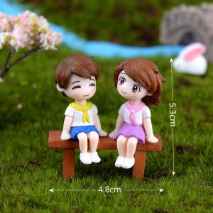 DJDK Gift With Chair Home Grandpa Micro Landscape Dollhouse Couple Fairy Garden Figurines Miniatures Christmas Decoration Ornaments