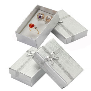 32pcs Cardboard Travel Jewelry Boxes 1.9x3.1 Silver Gift Boxes for Necklace Earrings Ring Box Packaging With White Sponge2026