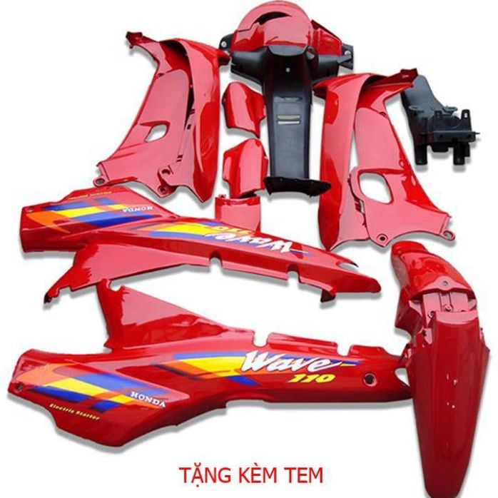 Bộ Vỏ Nhựa Wave Zx Đỏ Đen , Trắng Đen - Dàn Áo Wave ZX , Wave Alpha [ LOẠI ĐẸP ] ( Tặng Kèm Tem 3 Lớp Hàng Xịn )