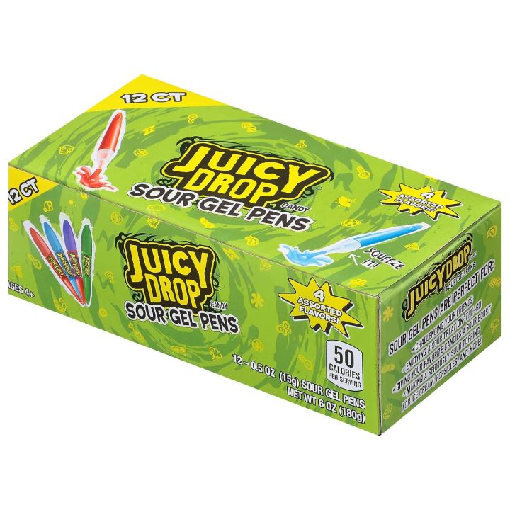 Juicy Drop Sour Gel Pen Back to School Candy Pack of 12 Sour