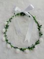 Bando Flower Crown  full bunga spon mawar pita besar. 