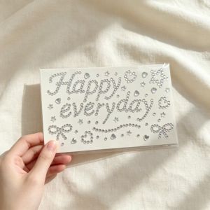 MUNCHX Love Heart Star Pattern Happy Birthday Rhinestone Stickers English Letter 3D DIY Packing Stickers  Sparkle Bling Finish Gift Wrapping Stickers For Gift Wrapping