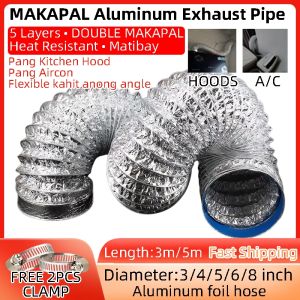 Expandable Aluminum Exhaust Pipe 3–5M  Makapal Flexible Foil Vent Duct for Range Hood Aircon Fan