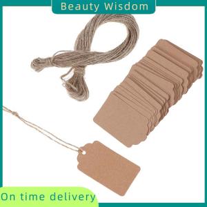 Beauty Wisdom 100Pcs Blank Kraft Jewelry Price Label String Price Tags with String 20m