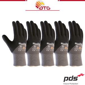 [5 PAIRS] ATG MaxiFlex Ultimate 34-875 Cut Resistant Safety Gloves Touchscreen Black Grey