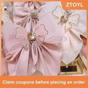 【ZTOYL】 Hàn Quốc Phong Cách Ngọt Ngào Thời Trang Cô Gái Công Chúa Tóc Clip Rhinestone Lớn Bow Kẹp Tóc Cho Phụ Nữ Mũ Nón Mùa Xuân Clip Tóc Phụ Kiện