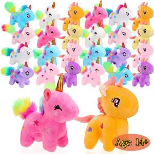 12-24Pcs Mini Plush Unicorn Stuffed Animals Unicorn Party Favor Bulk Toys Assortment Keychain for Goodie Bag Kid Girl Birthday2026