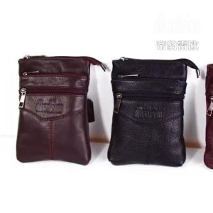 [QiaoFan] Multifunction Genuine Leather Belt Bag for Men Business Cow Leather Chest Bag Phone Bag Small Messenger Bag Casual Cross Body Bag Shoulder Bag Sling Bag for Work