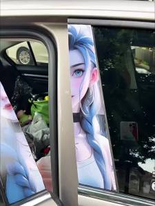 Car Center Column 3D Cartoon Anime Personality Leopard Tiger Decoration Sticker B Custom Film Car Sticker Patch