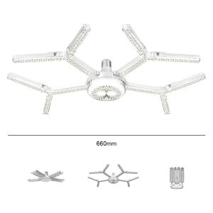 Ultra Bright LED Garage Shop Light Foldable Snowflake Ceiling Fixture AC85 To 265V Wide Voltage E27 Base For Indoor Living Room Dining Room And Industrial Uses