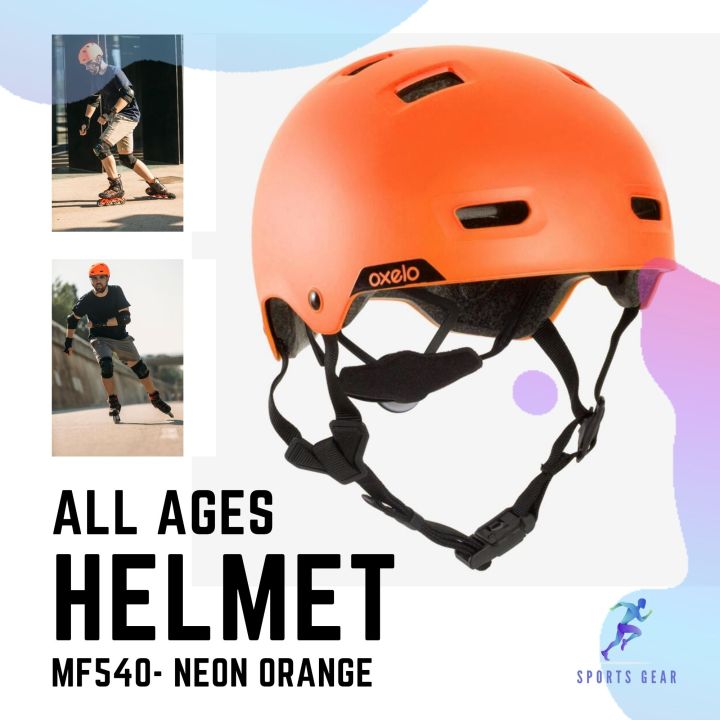 OXELO MF540 Skating Skateboarding Scootering Helmet - Neon Orange ...