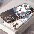 Hontinga เคสโทรศัพท์ OPPO A83สไตล์แฟชั่น,เคสมือถือแฟชั่นลายการ์ตูนโดเรม่อนสุดหรูชุบโครเมียม TPU แบบนิ่มเคสโทรศัพท์ทรงสี่เหลี่ยมมีกล้องป้องกันกล้องเคสยางกันแรงกระแทกสำหรับเด็กผู้หญิง. 
