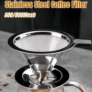 Coffee Filter Holder Reusable Double Layer Pour Over Mesh Coffee Tea Drip Funnel Reusable Metal Mesh