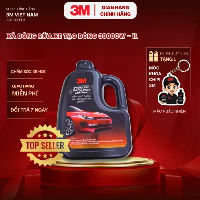 Xà bông rửa xe siêu bọt tăng bóng nhanh 3M Car Wash With Wax PN39000W- 1L tỷ lệ pha 1:80