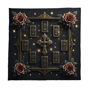 Thánh giá hoa văn hoa hồng tarots Khăn trải bàn bàn thờ vải bàn thờ vải divinations Khăn trải bàn tấm thảm dễ dàng sử dụng