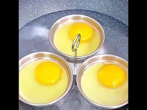 Egg Cooker 3-in-1 304 Stainless Steel Nonstick Kitchen Cooking Utensils Steamer Pan Round Molds