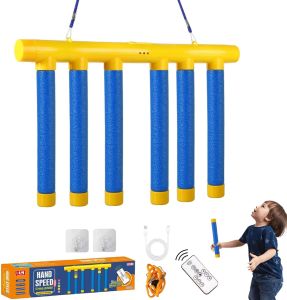 2025 Upgrade Reflex Challenge Game Catching Sticks Game 3 Adjustable Speed Drop Stick Game Hand Eye Coordination Training Reaction Training Toy for Kids and Adults (Blue with Remote Control)