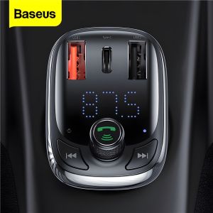 Baseus Bộ Phát FM Bộ Sạc Xe Hơi Máy Nghe Nhạc MP3 Bluetooth 5.0 Loa Ngoài FM Modulator Sạc Xe Hơi USB Kép 4.0 PD 3.0 Sạc Nhanh