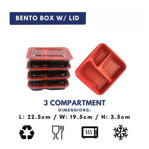 1/5Pcs Disposable Bento Box with Lid 3 Grid Partition Takeaway Packaging Box Food Container