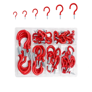 ตะขอกันน้ำพลาสติกหุ้มเหล็กสกรูชุดตะขอโลหะสำหรับแขวนกรอบตะกร้ากลางแจ้งปลอดภัย