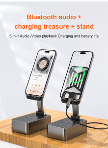 3-In-1 Smart Bluetooth Audio Charging Phone Stand Universal Portable Fast Charging Long Lasting 360 Adjustable Mobile Phone Holder Power Bank Type C Charging