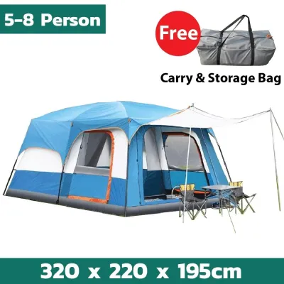 Khemah besar Big camping tent waterproof Kemah murah Large camping tent Outdoor family large 5 8 12 persons 2 rooms