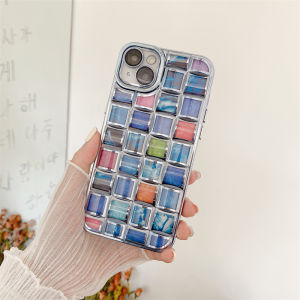 Ốp Điện thoại mềm lưới hình học kim tuyến lấp lánh sang trọng trong suốt Zeallion cho [iPhone 14 Plus 11 12 13 X XR XS Pro Max] Ốp khung mạ chống sốc