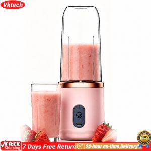 【Ready】【Vktech】 Portable Blender Bottles with Sports Cup Rechargeable Ice Crush Cup 400ml Multi-Function Juice Mixer Maker For Home Kitchen Food Processor