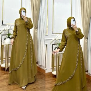 Elly fashion/Elvira Dress Matt Ceruty Swaroski/Dress terbaru/Dress kondangan/Gamis lebaran terbaru
