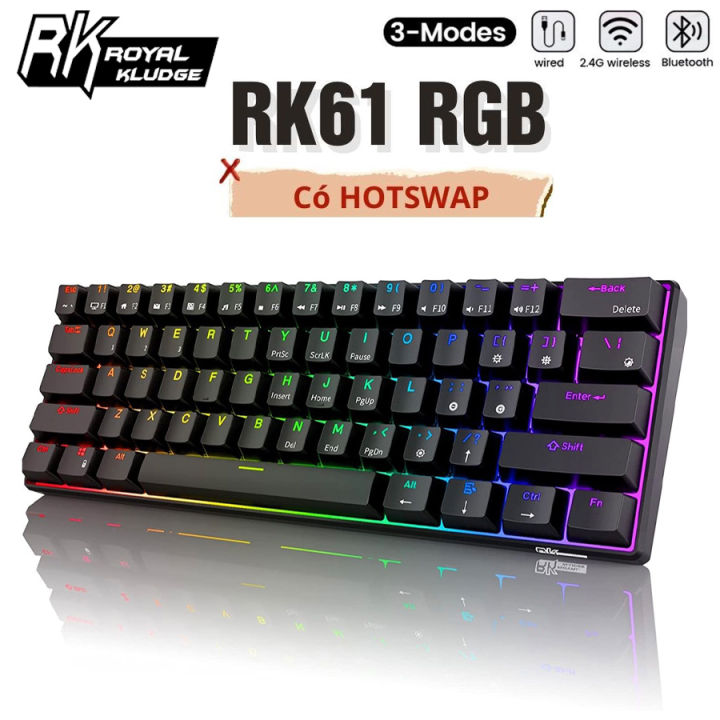 Bàn phím cơ RK ROYAL KLUDGE RK61 2.4Ghz Không dây / Bluetooth / Có dây ...