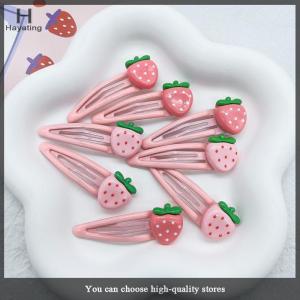 Hayating 2 Pcs Cute Sweet Strawberry Hairpin Lovely Pink Hair Clips Girls Bangs Clips BB Snap Clip Hair Accessories