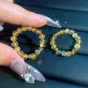 [现货] 天铁＋金发钛晶戒指｜辟邪转运 × 强磁护主 × 旺财气｜Meteoric Iron + Golden Rutilated Quartz Ring