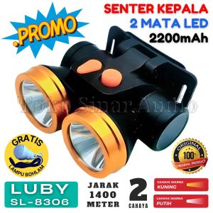 Sunpro Senter Kepala Cahaya Kuning Dan Putih 2 Cahaya SL-8306 2.200 mAh 2 Mode Cahaya Headlamp Anti Air Free Lampu Bohlam SENTER KEPALA CAHAYA KUNING - TOKO SINAR AUDIO
