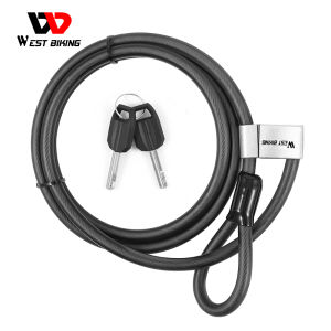 WEST BIKING 2m Bike Security Loop Cable Lock Scooter Guard Bike Motorcycle Helmet Protector Steel Wire Rope Line For MTB Road Bicycle