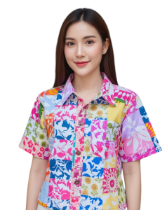 🌿 เสื้อครอปคอเชิ้ต สไตล์โบฮีเมียน | Handmade Patchwork รอบตัว | ผ้าป่านอินเดีย อัดกาวทั้งตัว อยู่ทรงสวย | Size M–6XL 🌈