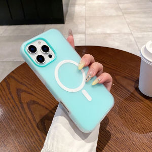 Casing Magsafe Pengisian Daya Magnetik Keras Warna Macaron untuk iPhone 11 13 16 Pro Max 12 14 15 15Pro Max Casing 2 in 1 Silikon Tahan Guncangan Pelindung Penutup Belakang