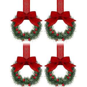 Wreath Decoration Pay Attention to Home Decoration Ribbon Christmas Wreath Office Berries Cute