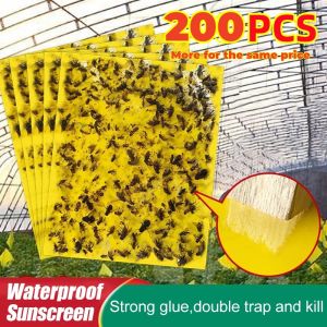 200pcs Sticky Fly TrapsDual-Sided Sticky TrapsFly Paper Stickers Plant Fly Catchers 20×10cm Catcher Sticky Board for Insect