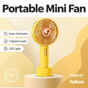 🔈🔥LELONG ITEM🔈Portable Handheld Fan 2 Speed Adjustable Wind LED Light USB Rechargeable Desktop Cooling Fan