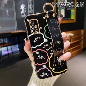 Yiเวปไซต์สำหรับ Vivo V17 V19 Neo V19 (อินโดนีเซีย) เคส Whit สายรัดข้อมือแฟชั่นลายการ์ตูน Cloud ดีไซน์ใหม่บางกันกระแทกเคสโทรศัพท์ลายชุบปลอกซิลิโคนคลุมทั้งหมดกล้องเคสป้องกันแบบนิ่ม