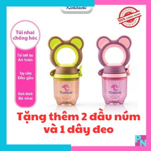 Túi nhai cho bé ăn dặm Kichi túi nhai ăn trái cây chống hóc cho bé không BPA tặng kèm 2 đầu núm