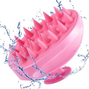 【Giao Hàng nhanh】 bàn chải dầu gội Dụng cụ mát xa da đầu tóc lông silicon mềm để loại bỏ gàu máy chà tóc không thấm nước cho cả tóc khô ướt thích hợp cho nam và nữ (Hồng & Đen)