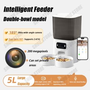 Automatic Cat Feeder 5L  With Camera WiFi Timing Quantitative Pet Feeder Automatic Cat Feeder Smart Dog Food Dispenser/cat food dispenser/cat food bowl